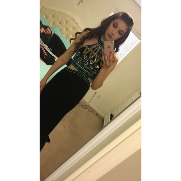 Beaded Cutout Prom Dress - Picture 6 of 8